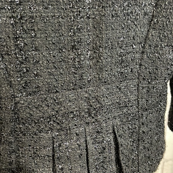 B Wear by Byer California Blazer 3/4 Sleeve Black & Metallic Silver Thread Tweed - Picture 12 of 13